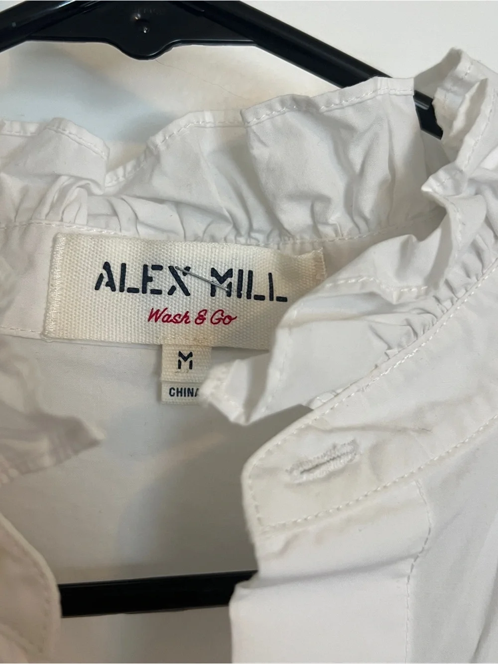 Alex Mill White Ruffle-Collar Shirt size medium - Picture 2 of 3